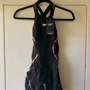 NWT Speedo Fastskin LZR Pure Intent - Open Back Black & Rose Gold
